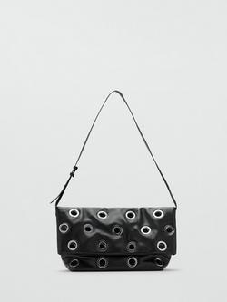 Mango Abra Eyelet Shoulder Bag, Black, Black