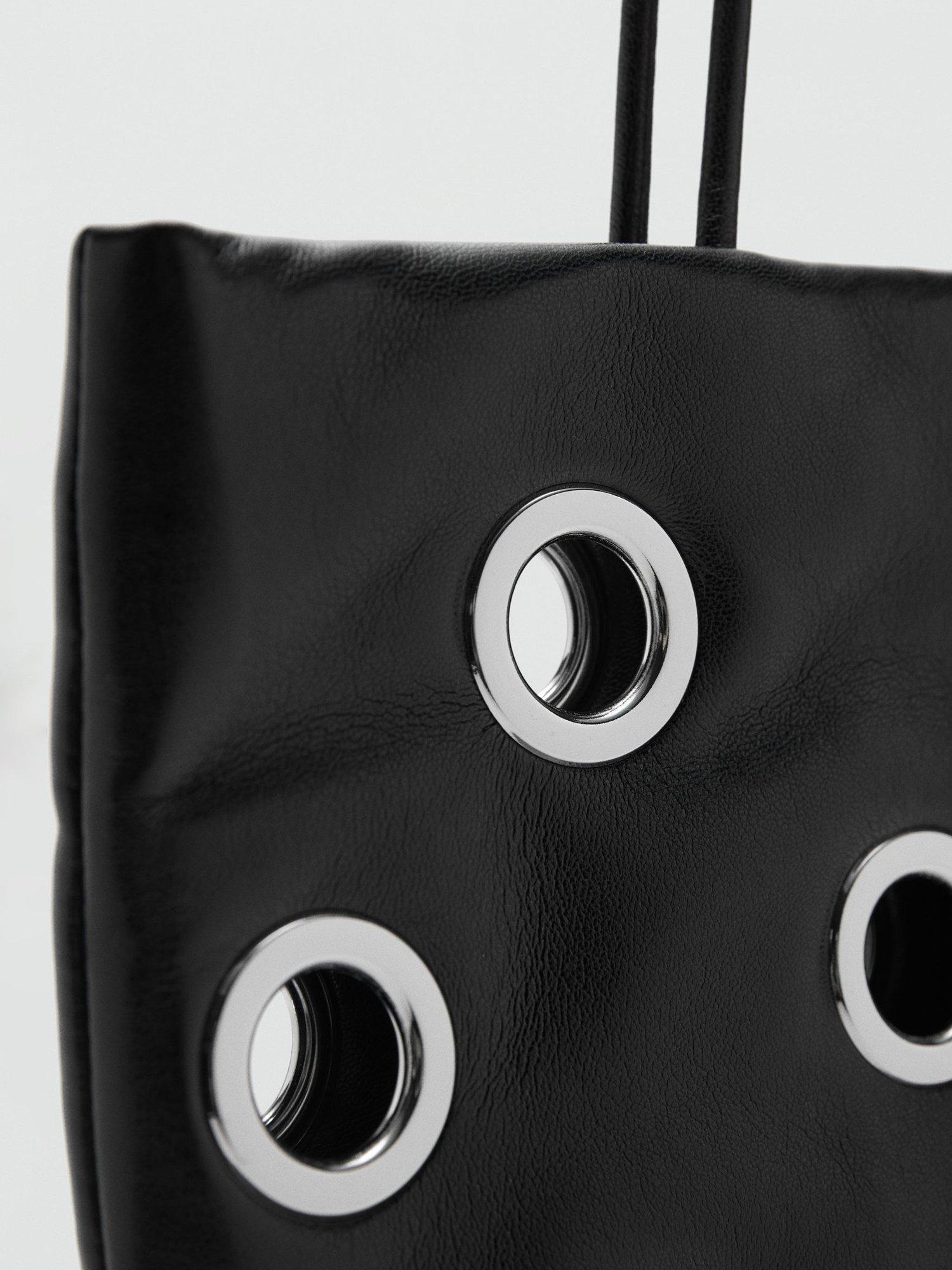 Product image 3 of 5, which shows Mango Abra Eyelet Tote Bag, Black
