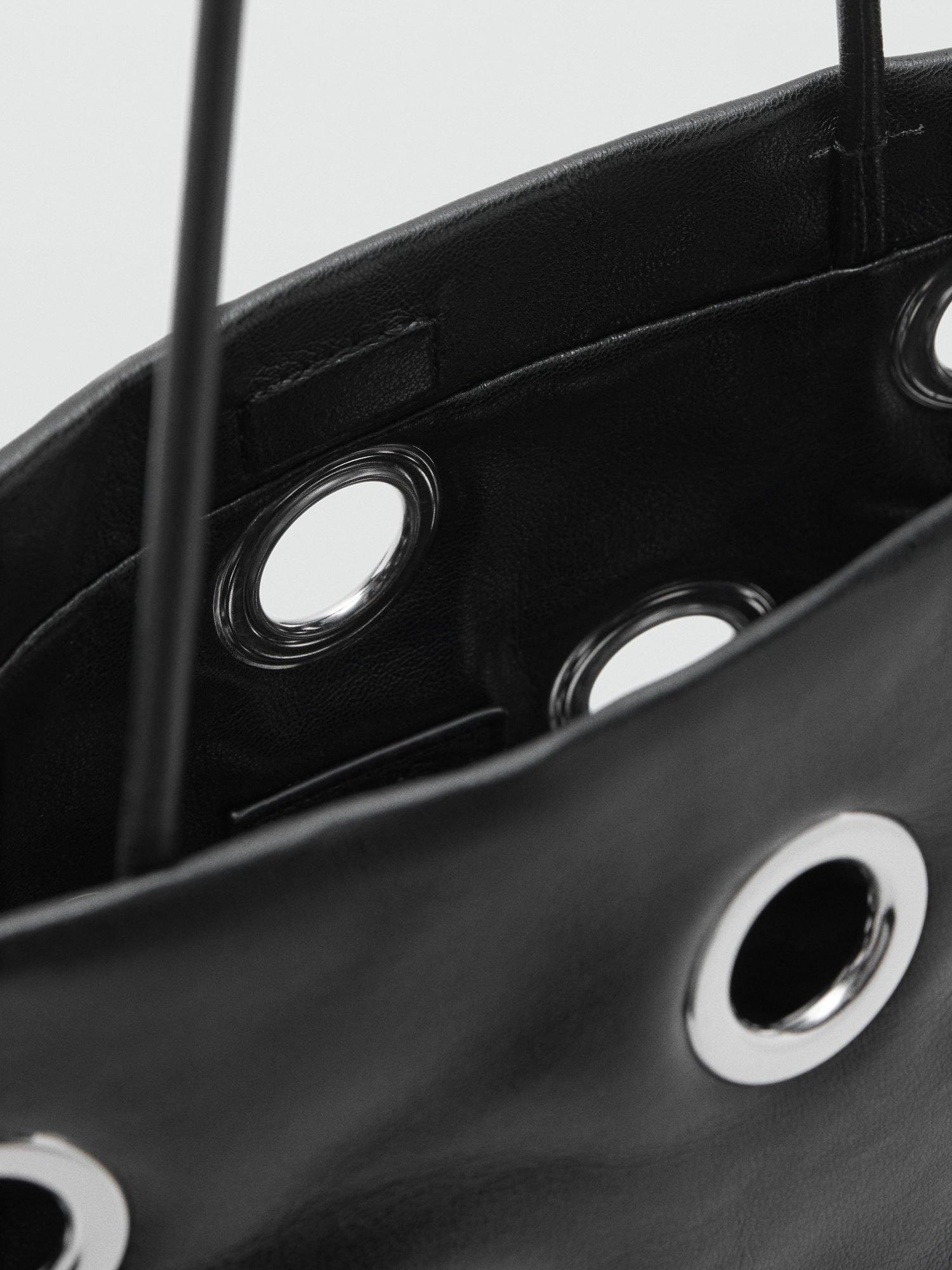 Product image 4 of 5, which shows Mango Abra Eyelet Tote Bag, Black