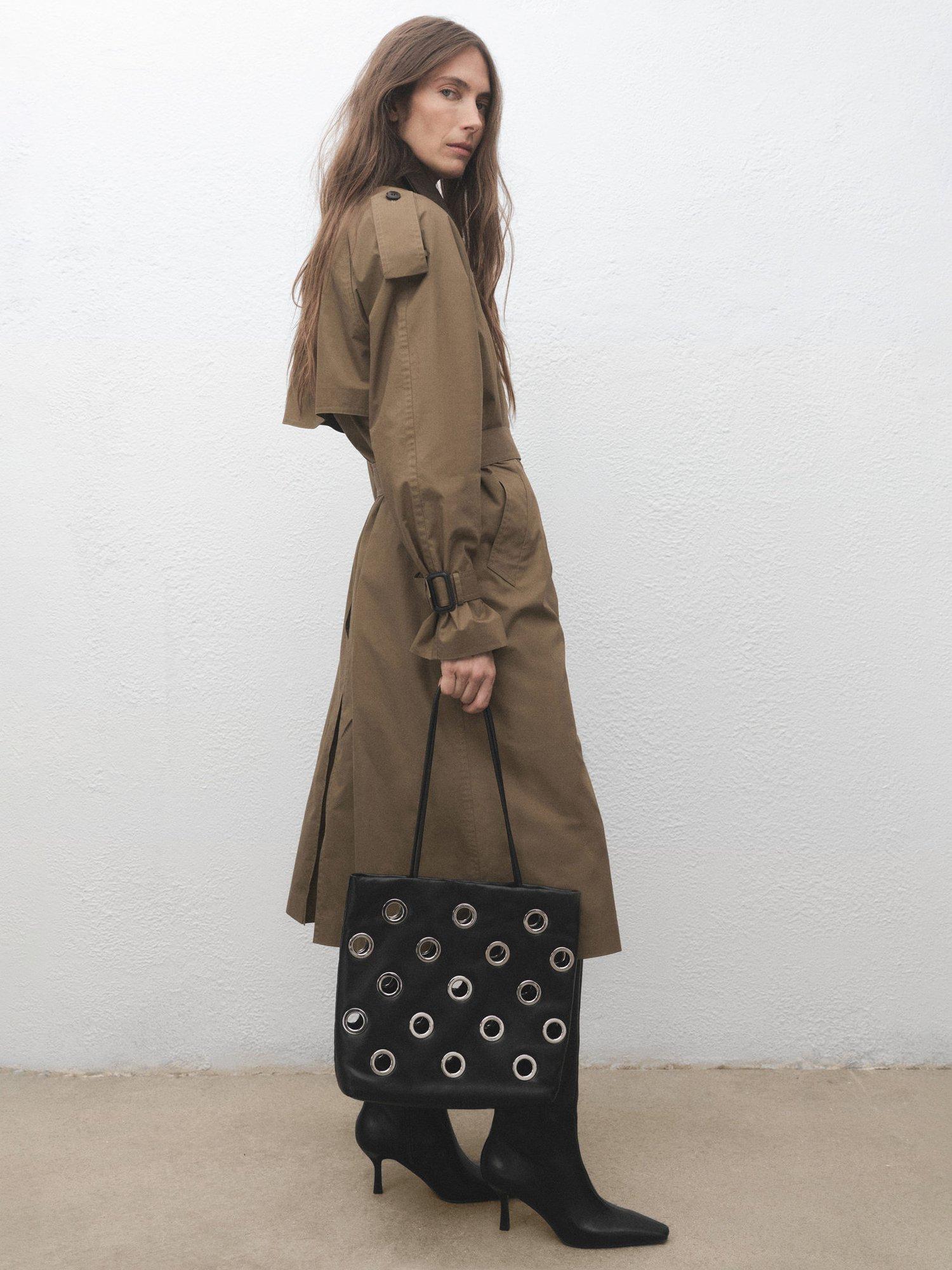 Product image 5 of 5, which shows Mango Abra Eyelet Tote Bag, Black