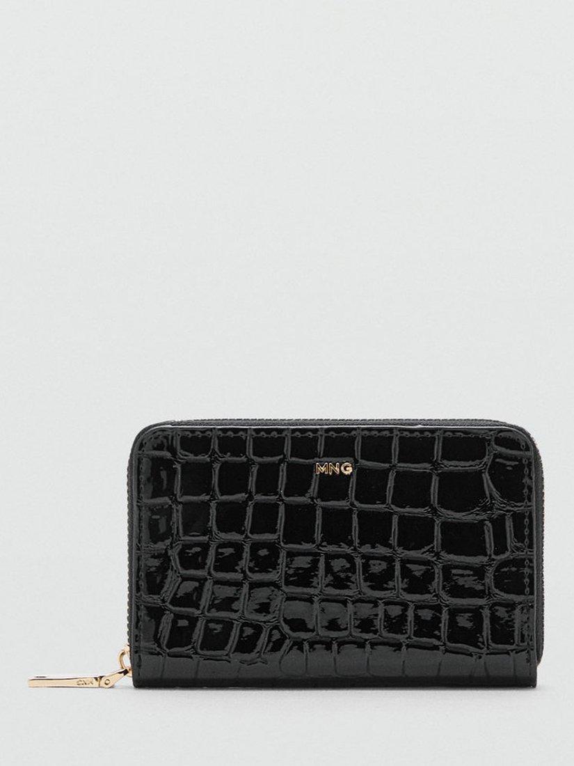 Product image 1 of 4, which shows Mango Dino Zipped Wallet, Black