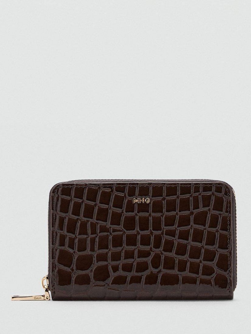 Product image 1 of 4, which shows Mango Dino Textured Purse, Dark Brown