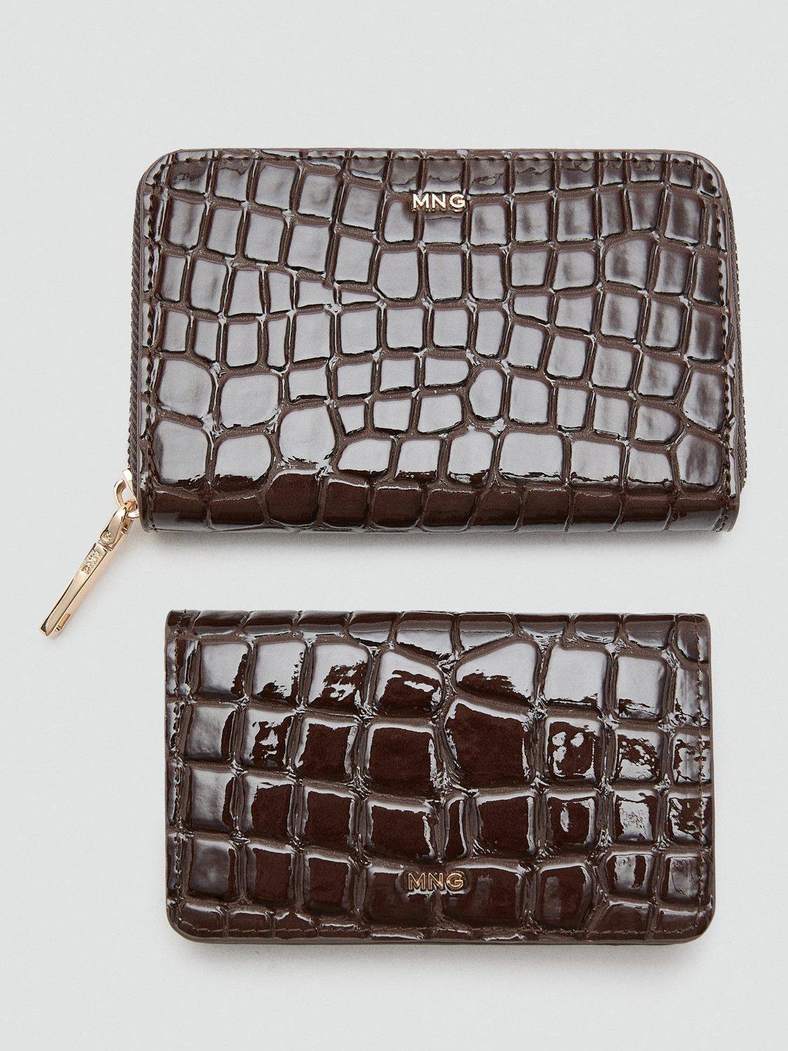 Product image 4 of 4, which shows Mango Dino Textured Purse, Dark Brown