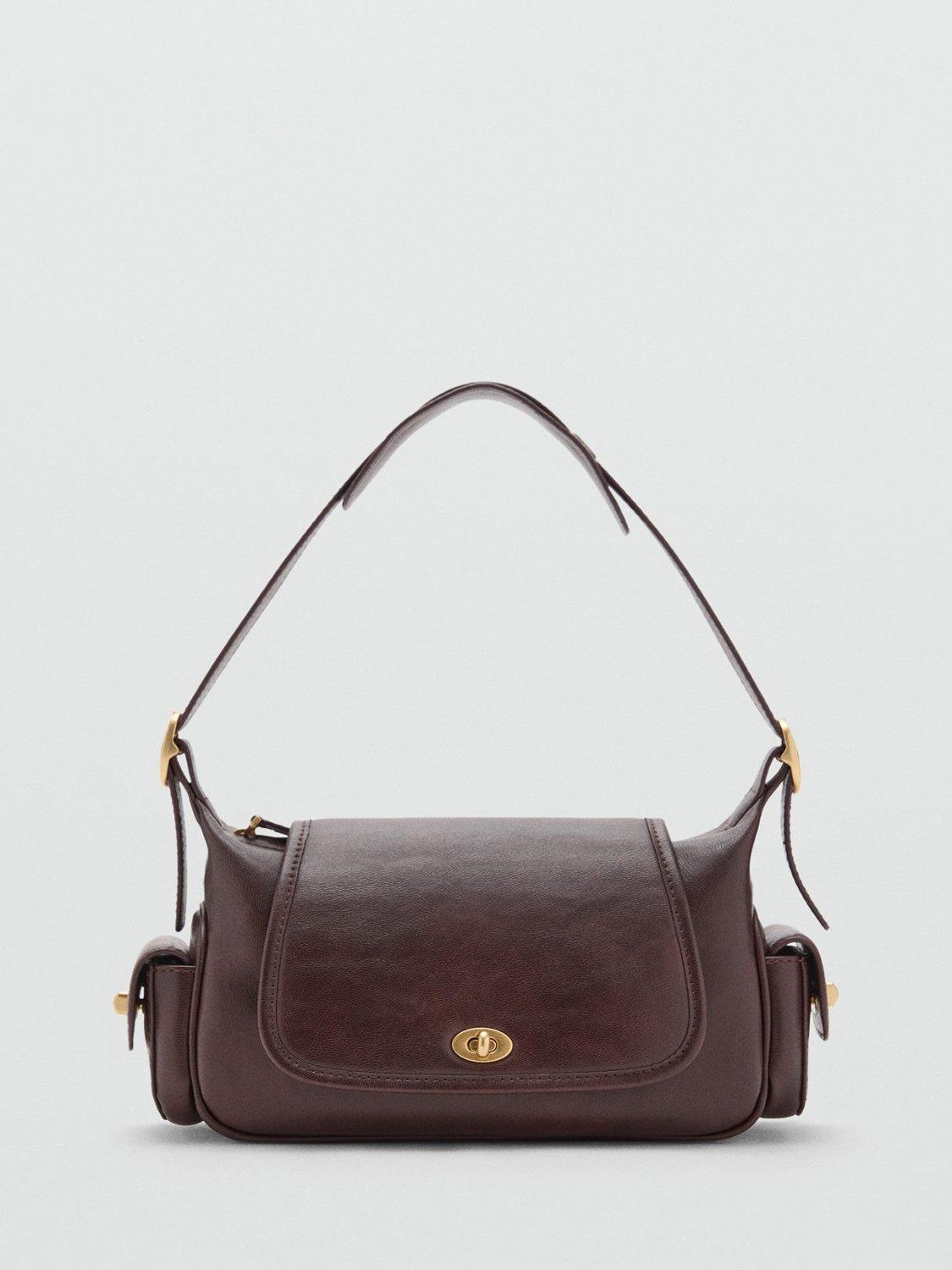 Product image 1 of 6, which shows Mango Omelet Shoulder Bag, Dark Brown