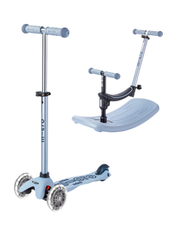 Micro Scooters Rock & Scoot Mini Micro 4-in-1 with Indoor Rocker, Soft Blue, Blue