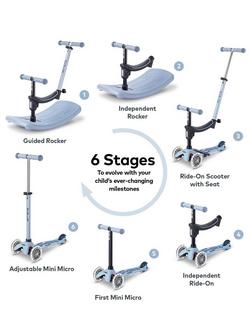 Micro Scooters Rock & Scoot Mini Micro 4-in-1 with Indoor Rocker, Soft Blue - view 2, Blue