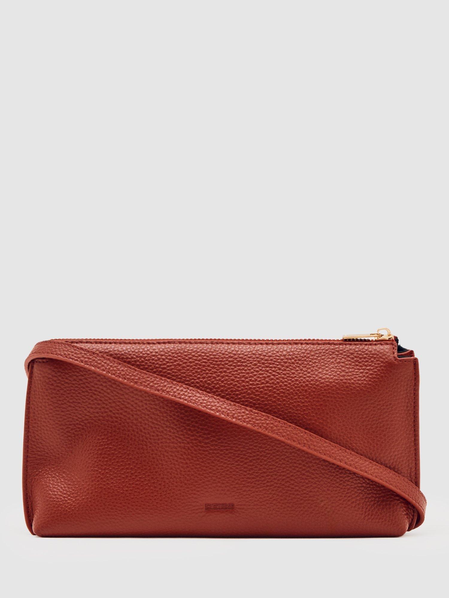 Product image 1 of 6, which shows Reiss Muriel Leather Crossbody Bag, Red