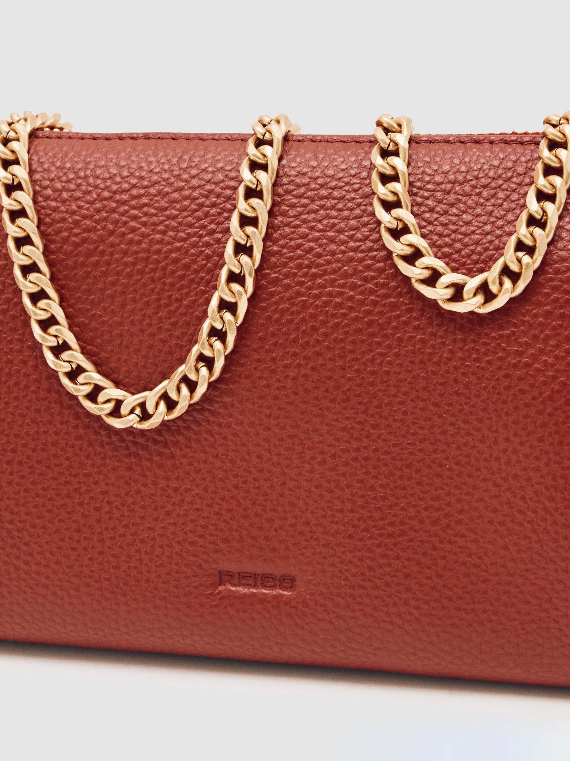 Product image 2 of 6, which shows Reiss Muriel Leather Crossbody Bag, Red