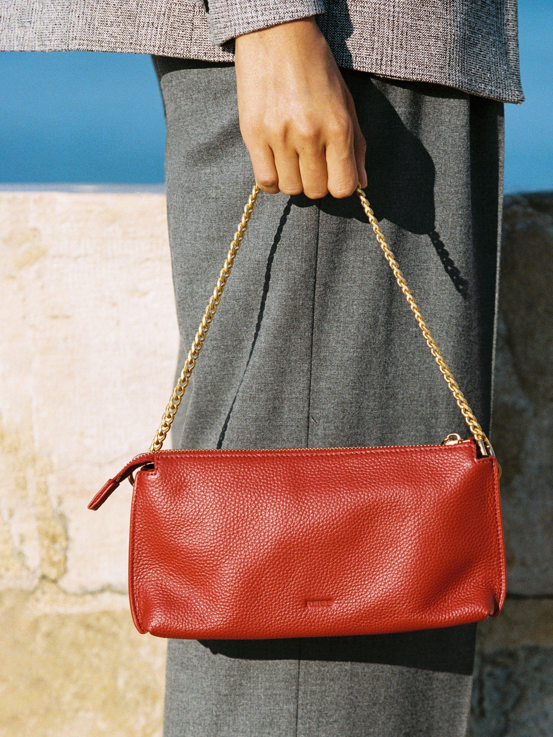 Product image 3 of 6, which shows Reiss Muriel Leather Crossbody Bag, Red