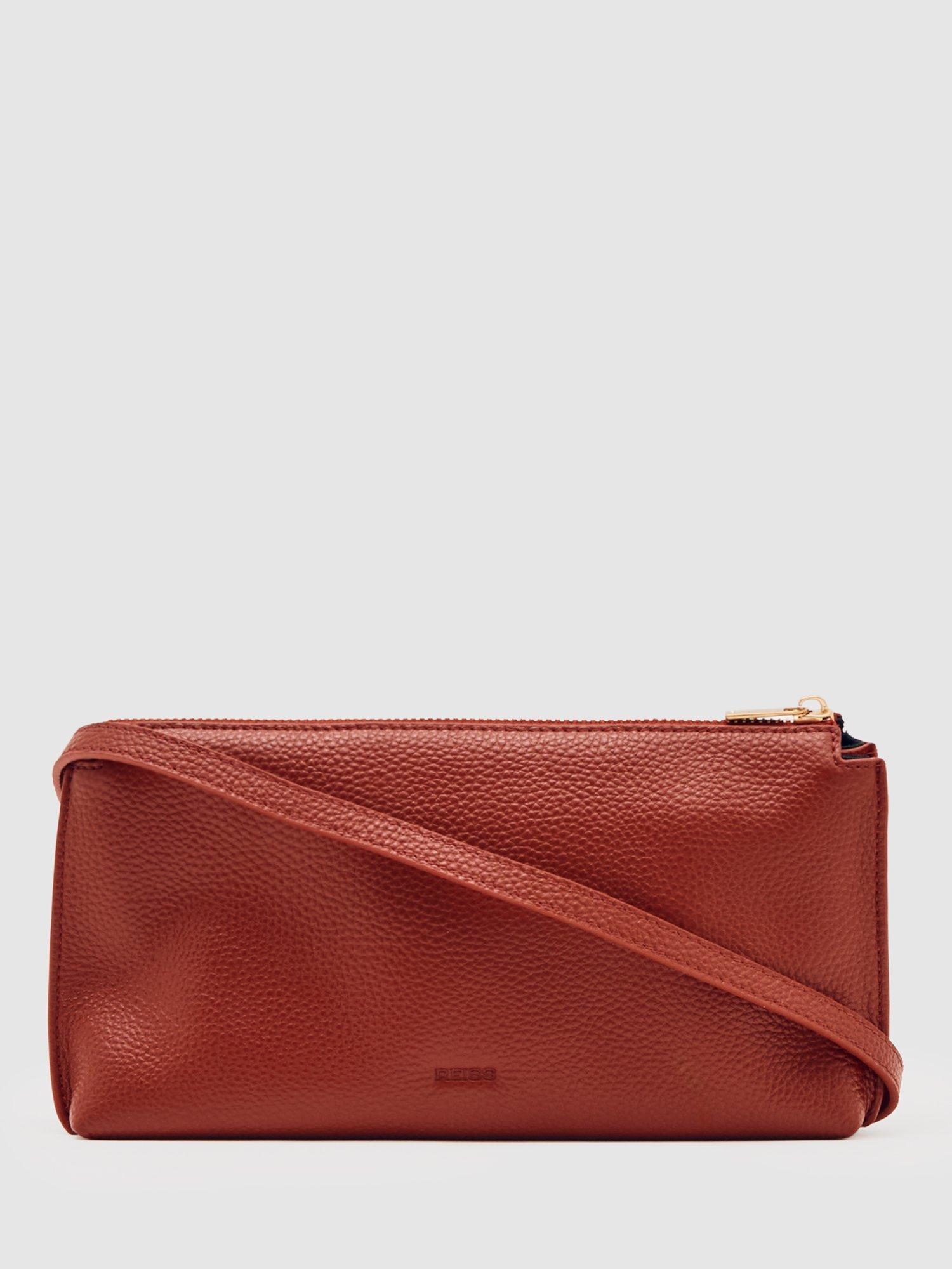 Product image 6 of 6, which shows Reiss Muriel Leather Crossbody Bag, Red