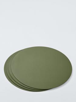 John Lewis Round Faux Leather Placemats, Set of 4, Avocado - view 2, Avocado