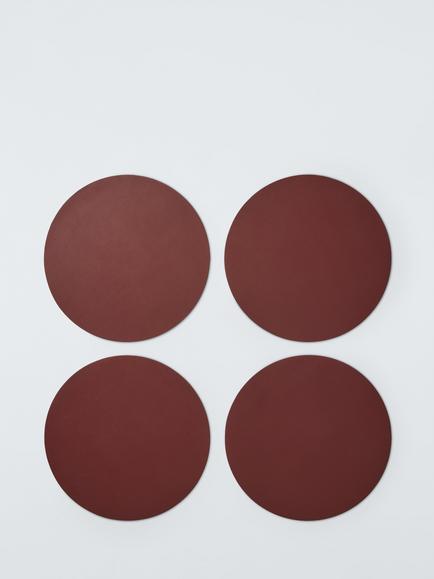 John Lewis The Colour Edit Round Faux Leather Placemats, Set of 4, Brown