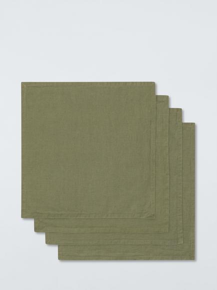 John Lewis Cotton Linen Blend Napkins, Set of 4, Avocado