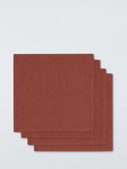 John Lewis Cotton Linen Blend Napkins, Set of 4, Umber, Burnt Umber