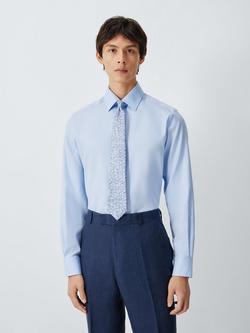 John Lewis Leaf Print Silk Tie - view 2, Light Blue