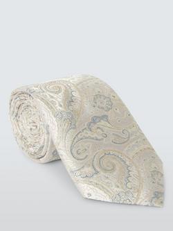 John Lewis Paisley Silk Tie, Natural, Natural