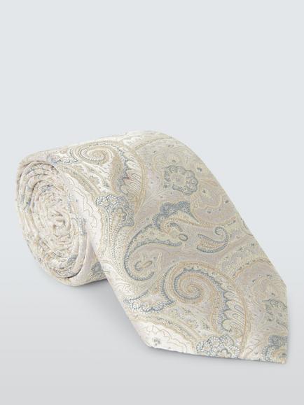 John Lewis Paisley Silk Tie, Natural, Natural