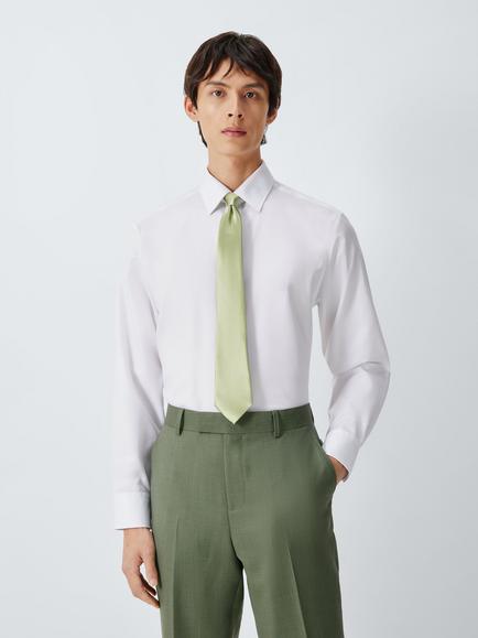 John Lewis Satin Silk Tie - view 2, Sage Green