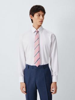 John Lewis Silk Blend Bold Stripe Tie - view 2, Blue/Pink