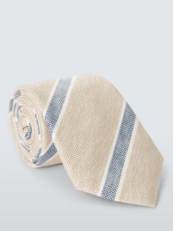 John Lewis Silk Blend Bold Stripe Tie, Natural/Blue
