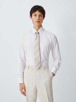 John Lewis Silk Blend Bold Stripe Tie - view 2, Natural/Blue