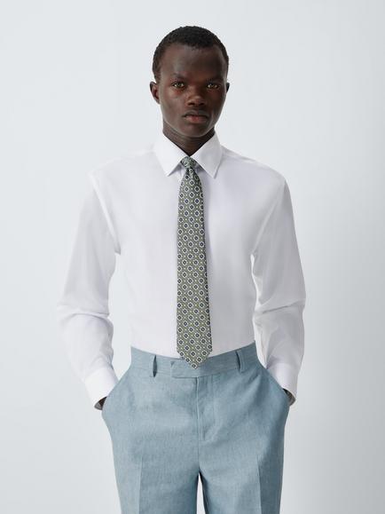 John Lewis Silk Foulard Pattern Tie, Green - view 2, Green