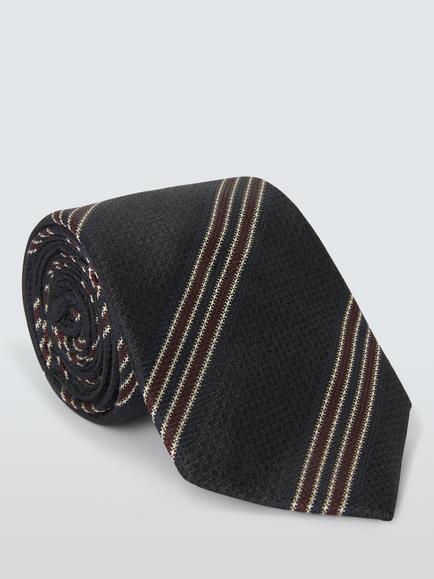 John Lewis Silk Textured Stripe Tie, Navy Multi, Navy Multi