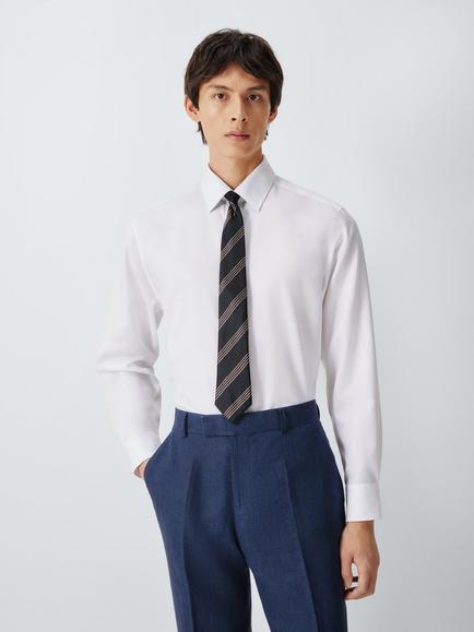 John Lewis Silk Textured Stripe Tie, Navy Multi - view 2, Navy Multi