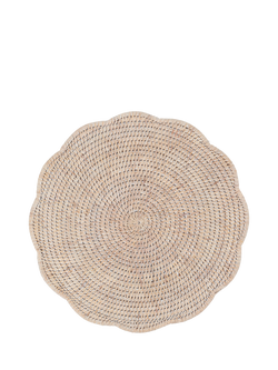 Neptune Ashcroft Rattan Scalloped Placemats, Set of 6, 