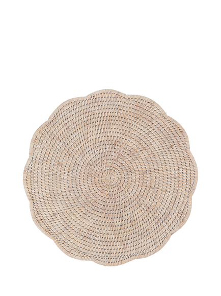 Neptune Ashcroft Rattan Scalloped Placemats, Set of 6, 