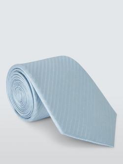 John Lewis Silk Herringbone Pattern Tie, Pale Blue