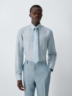 John Lewis Silk Herringbone Pattern Tie - view 2, Pale Blue