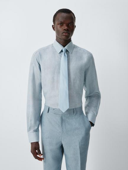 John Lewis Silk Herringbone Pattern Tie - view 2, Pale Blue