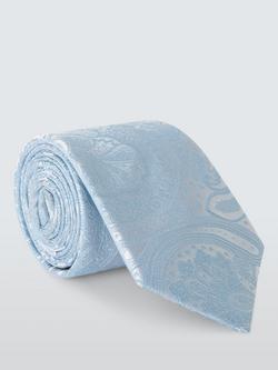 John Lewis Silk Paisley Tie & Pocket Square Set, Light Blue