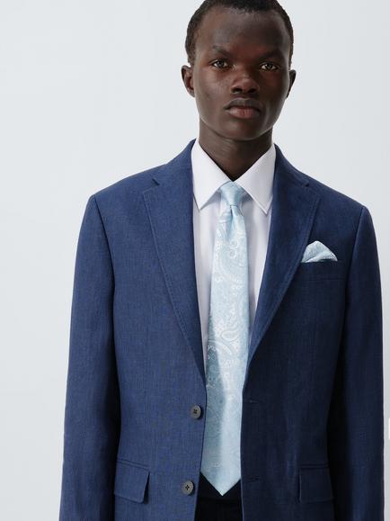 John Lewis Silk Paisley Tie & Pocket Square Set - view 2, Light Blue