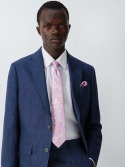 John Lewis Silk Paisley Tie & Pocket Square Set - view 2, Light Pink