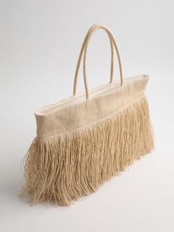 Mango Natural Fibre Shopper Bag, Light Beige - view 2, Light Beige