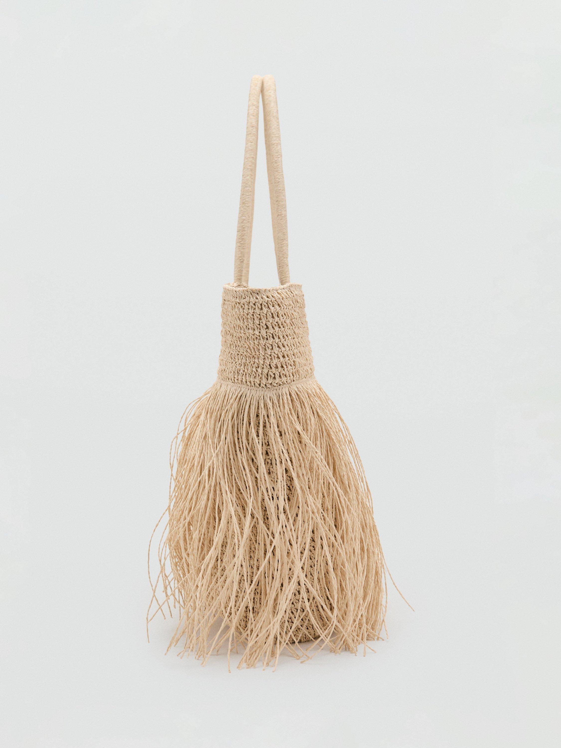 Product image 6 of 7, which shows Mango Natural Fibre Shopper Bag, Light Beige