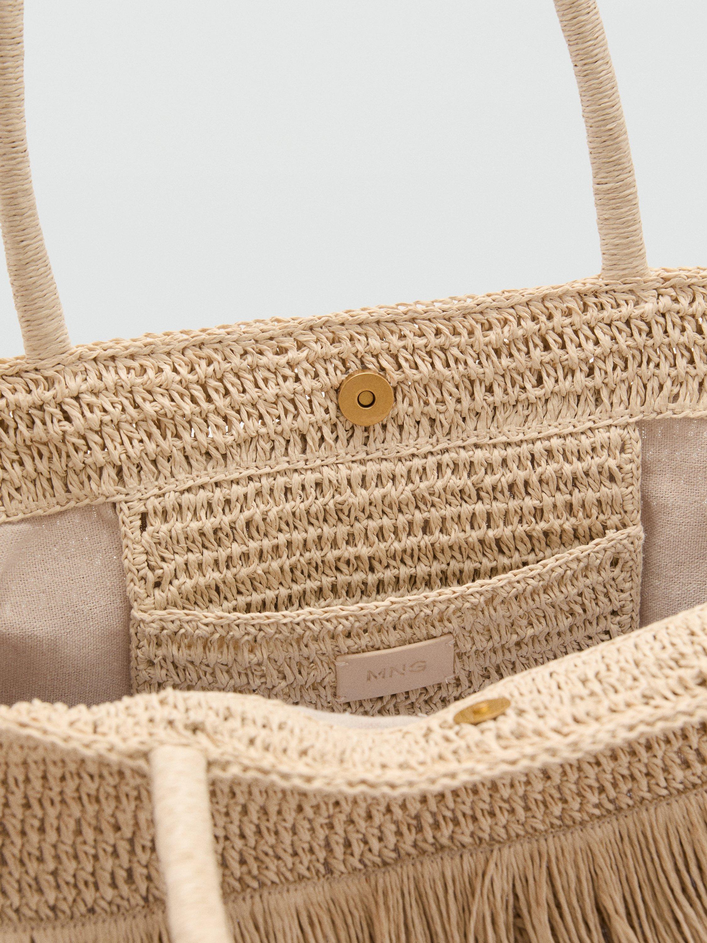 Product image 7 of 7, which shows Mango Natural Fibre Shopper Bag, Light Beige