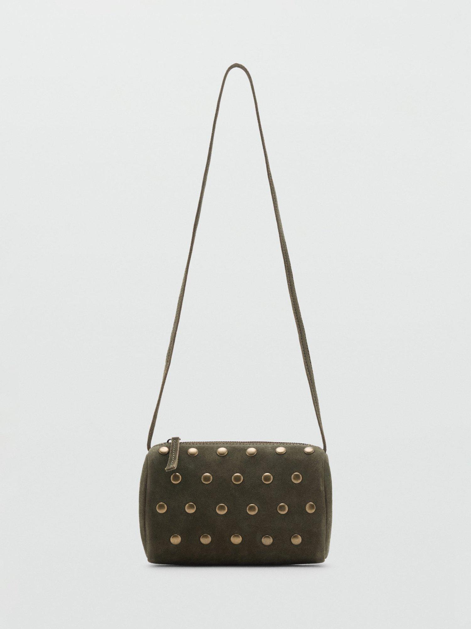 Product image 1 of 4, which shows Mango Marie Suede Crossbody Bag, Khaki