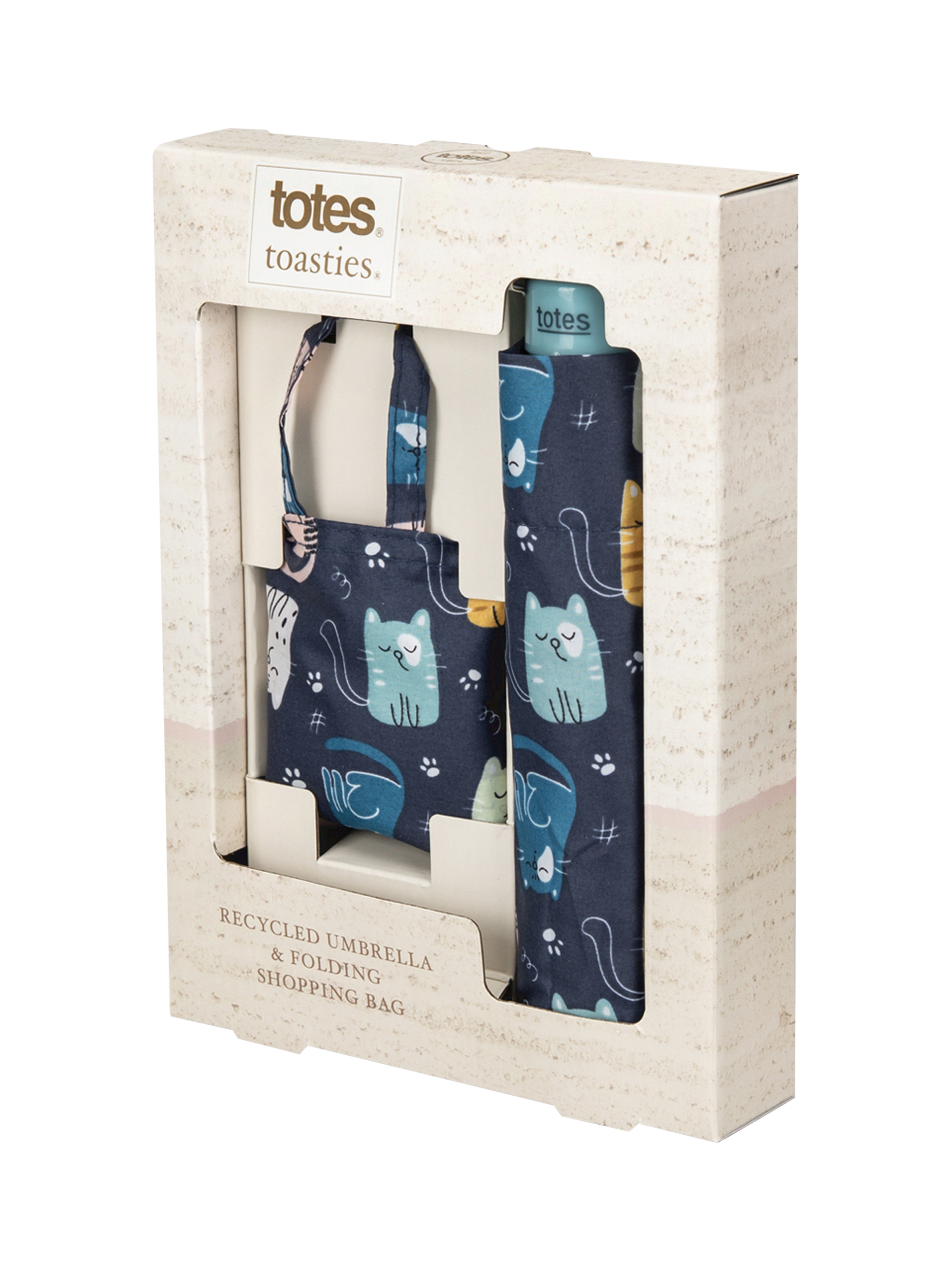 Product image 2 of 5, which shows totes Cat Supermini Umbrella & Matching Shopper Bag, Blue