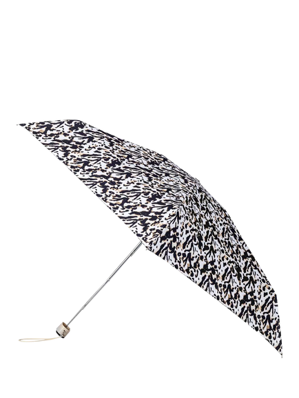 totes Compact Flat Animal Print Umbrella, White/Multi, White/Multi