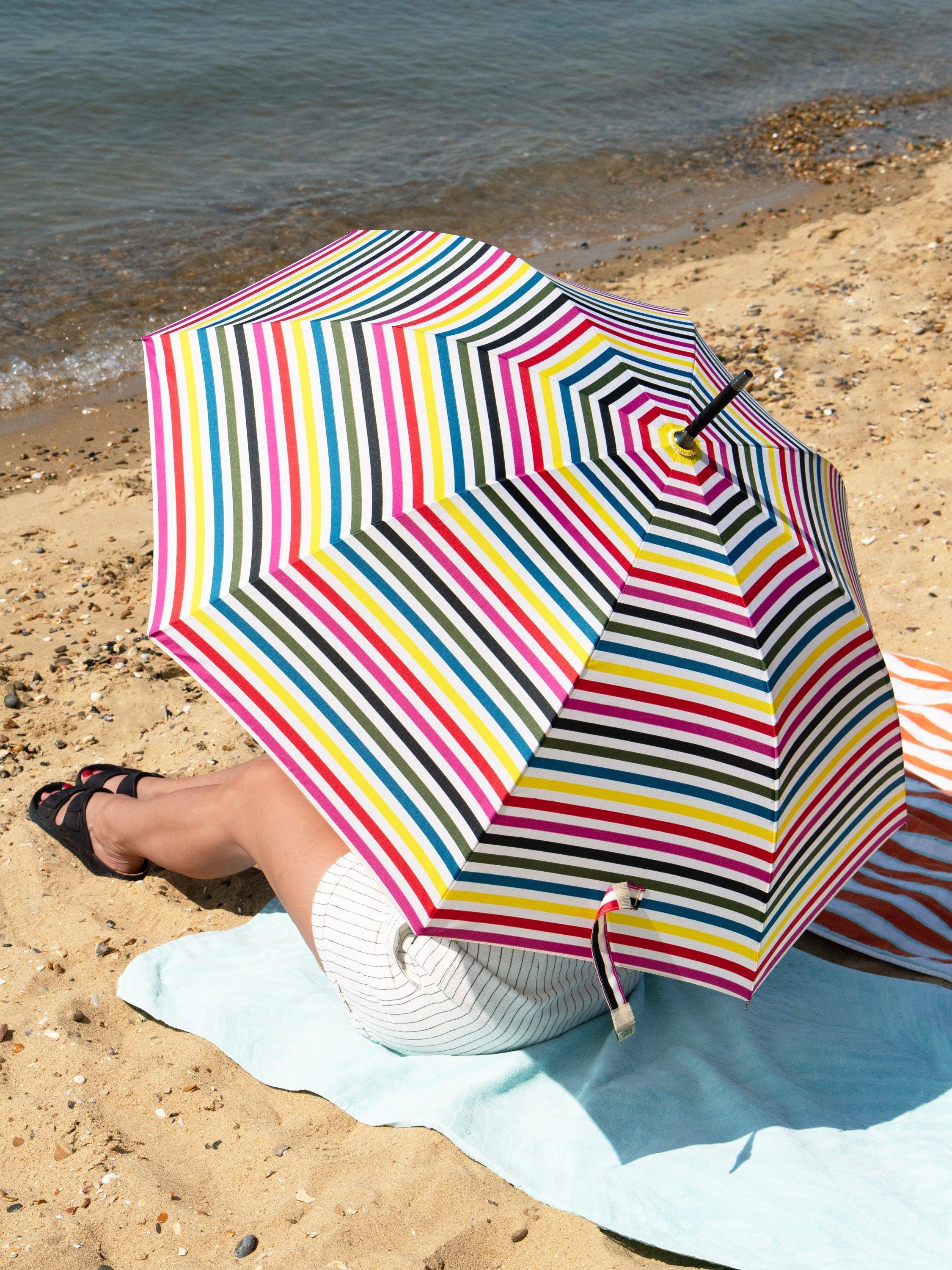 Product image 4 of 4, which shows totes UV Auto Open Walker Stripe Umbrella, Stripe