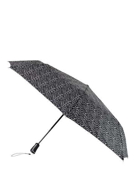 totes  X-tra Strong Auto Open/Close Black & White Drops Print Umbrella, Black/White, Black/White