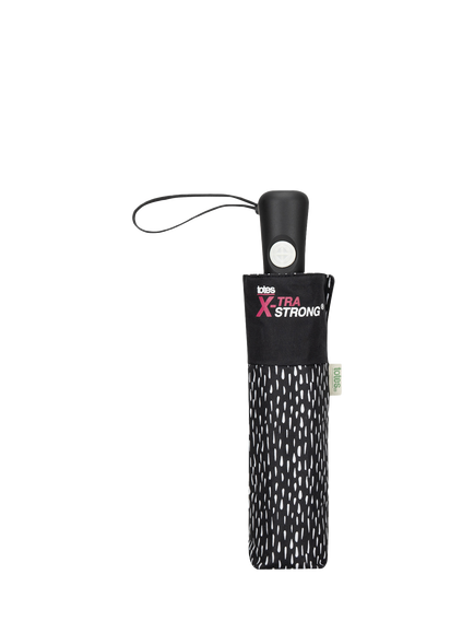totes  X-tra Strong Auto Open/Close Black & White Drops Print Umbrella, Black/White - view 2, Black/White