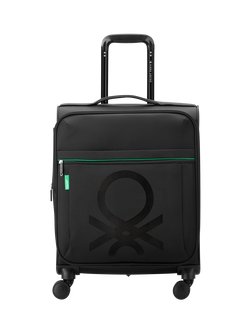 Benetton Colour Block 55cm Cabin Trolley, Black, Black