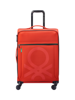 Benetton Colour Block 66cm 4-Wheel Medium Suitcase, Red