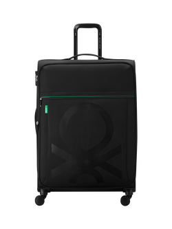 Benetton Colour Block 76cm 4-Wheel Large Suitcase, Black