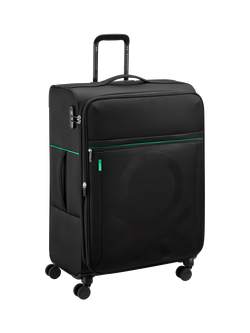 Benetton Colour Block 76cm 4-Wheel Large Suitcase - view 2, Black