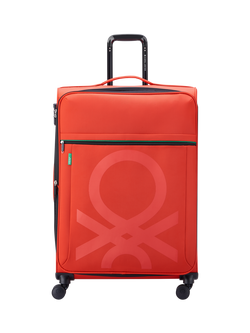 Benetton Colour Block 76cm 4-Wheel Large Suitcase, Red